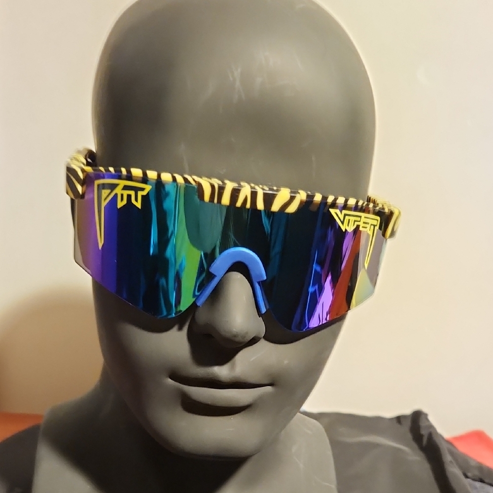 Pit Viper Zebra Stripe Sunglasses with Rainbow Lenses Nwot.